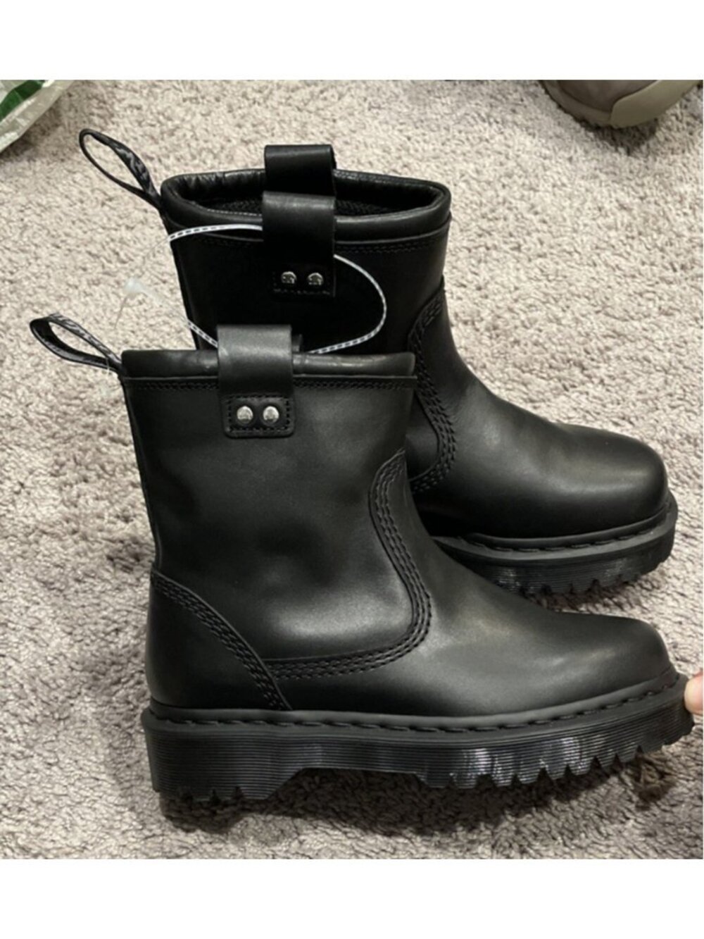 New Women's 7 Men's 6 Dr Martens Anistone Lo Leather Boots Black Milled Wanama